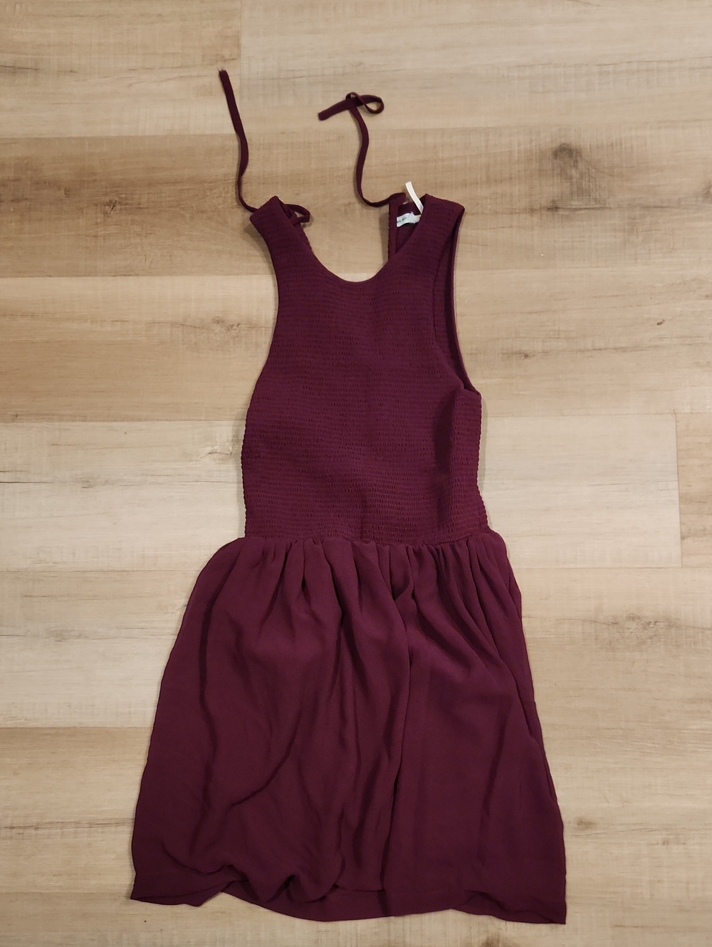 Kimchi Blue Burgundy Smocked Tie-Strap Dress